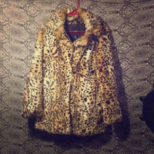 Leopard fur jacket.